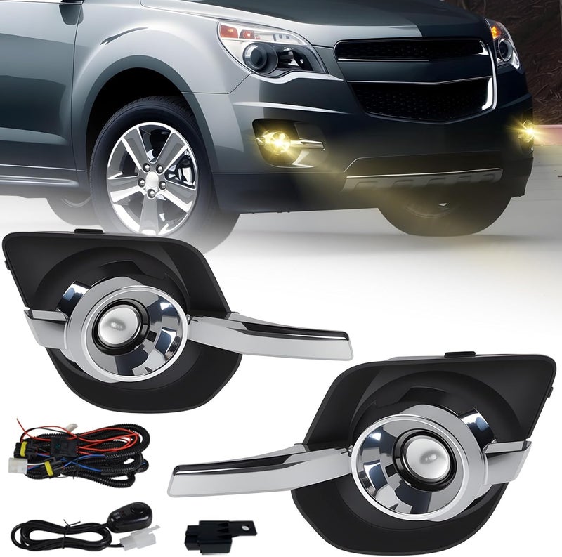 BOXLIGHT Fog Lights Replacement for 2010 2011 2012 2013 2014 2015 2016 Equinox with H11 12V 35W Halogen Bulbs & Wiring Harness Kit (Clear Lens) - Image 1